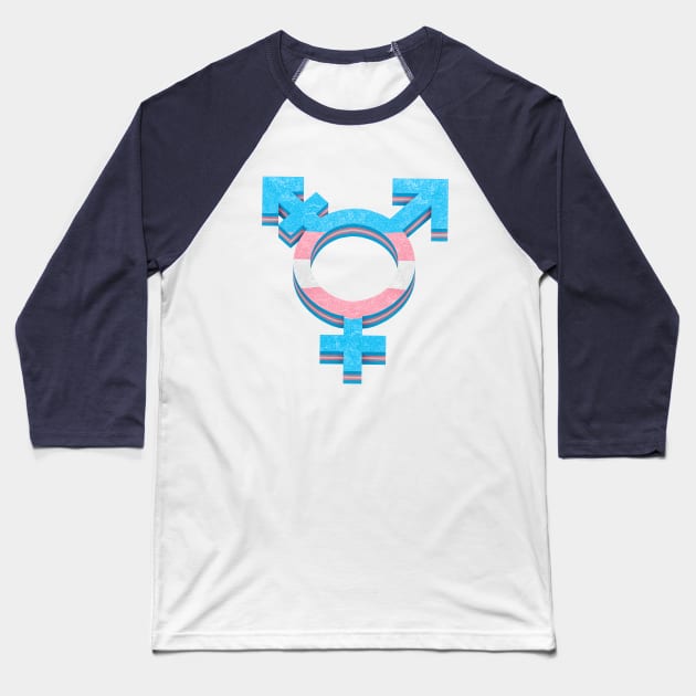 Transgender symbol in flag colors of LGBTQ Pride Baseball T-Shirt by Visualisworld